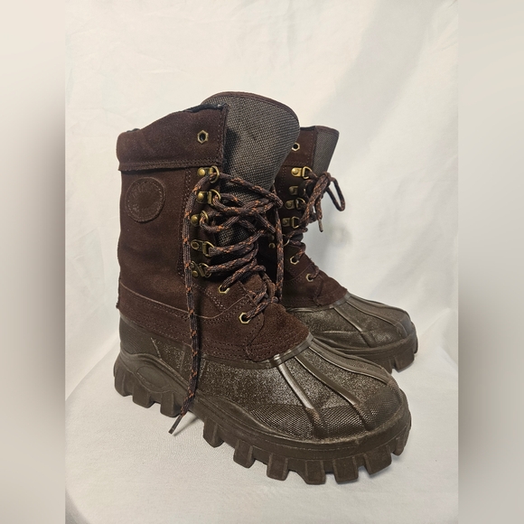 Tracker Tecs Brown Leather Duck Boots Size 7 Waterproof Lace Up Winter Snow Boot main image 2